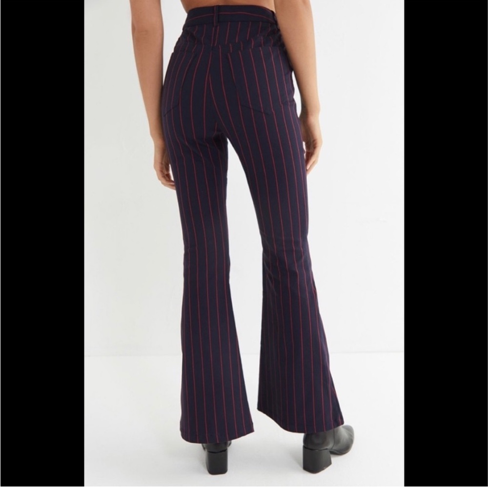Urban Outfitters Georgia Navy Red Striped High Rise Flare Pants - Picture 3 of 5